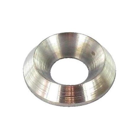 Rondelles cuvettes embouties laiton nickelé pour vis Ø5mm diamètres extérieurs haut 12mm et bas 16mm sachet de 100 p