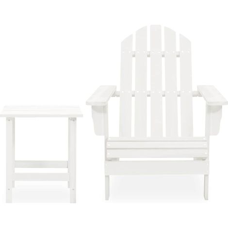 Chaise de jardin et de camping, Chaise de relaxation, Adirondack avec table Bois de sapin Blanc OIB7675E (1/5)