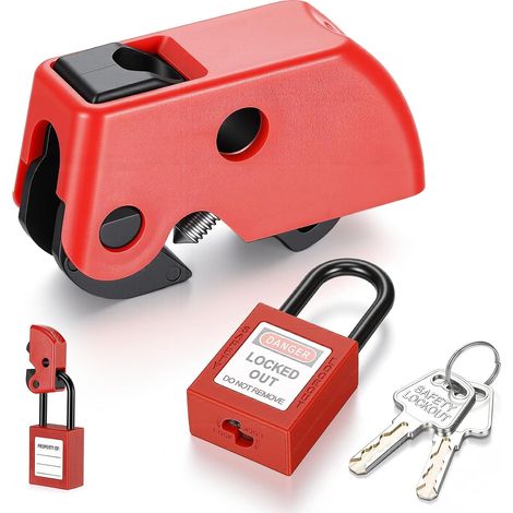 Kit de Verrouillage Universel pour Disjoncteur – 2 Pièces, Sécurisé, Compact, Installation Sans Outil – Compatible avec Disjoncteurs 1, 2 et 3 Poignées – Nylon Renforcé Anti-Électrocution (1/5)