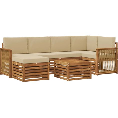 Conjunto de sofás de exterior 6 uds. Natural vidaXL (1/5)