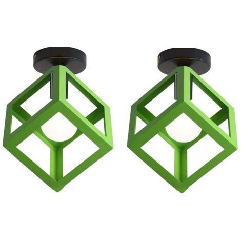 royaluxe- (2X)Lampe De Plafond En Forme De Cube Luminaire Plafonnier Moderne Plafonnier Rétro Vintage Vert (1/5)