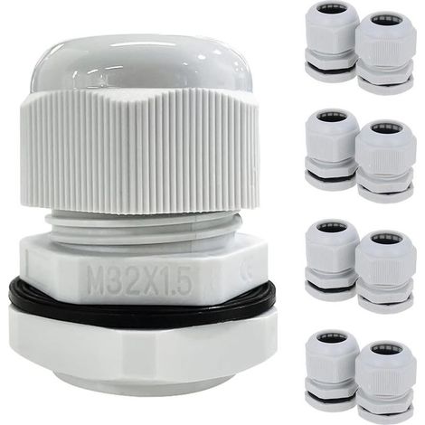Emballage de 10 glandes de câble M32, 16-21 mm Câble réglable Câble IP68 Entrée de câble métrique en plastique pour la boîte de jonction de jardin en plein air, gris (1/5)