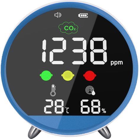 Détecteur de CO2 de bureau 400‑5000 ppm Testeur de CO2 intérieur haute précision avec affichage de la température et de l'humidité Échantillonnage en 1,5 s (1/5)