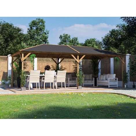 Dunster House Wooden Garden Gazebo 6 x 3 Heavy Duty Hot Tub Shelter Utopia 630 (1/5)