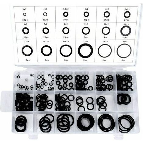 O-Ring-Set, 225-teiliges Sortiment an Gummi-O-Ringen mit schwarzem Etui (1/5)