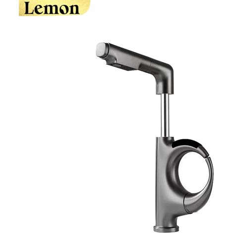 Robinet à bras robotisé (gris anthracite) avec affichage LED de la température, bec extractible et double mode de sortie d'eau (1/5)