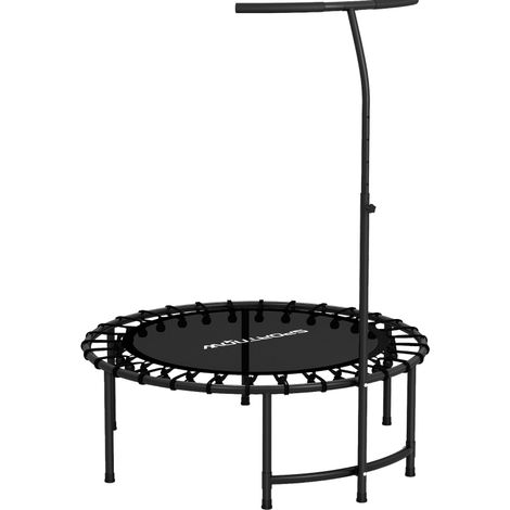 Trampoline de fitness avec poignée réglable 5 niveaux, rebond doux, structure stable pour entraînement à domicile, noir – CHICFURN (1/5)