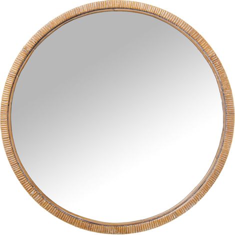 Miroir Mural en métal avec Cadre en Paille tressée en Naturel 65x65x6cm