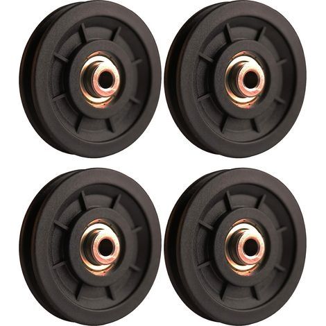 Accessoire de levage,4 pcs 110 mm Roulement Poulie Nylon, Poulie Musculation, Roue Universelle pour câble Machine Gym équipement Porte de Garage (1/4)
