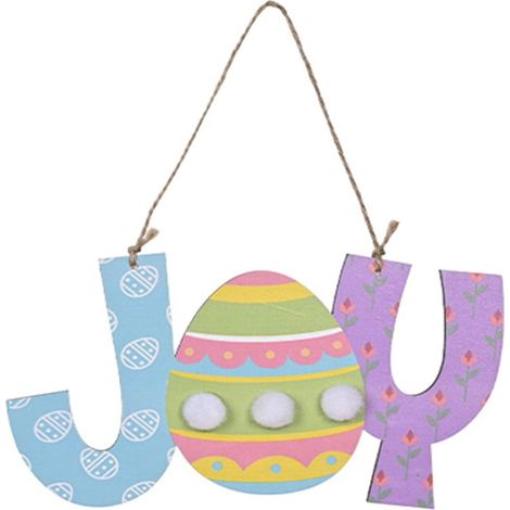 Panneau En Bois Pour Decoration De Paques - Panneau Accrochable Porte Mur Jardin - Lapin Oeufs De Paques Motif Festif - 1 Piece (1/4)