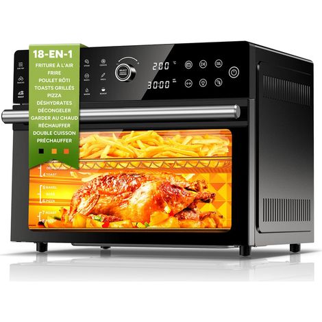 Mini four grill 30L 3200W – 18 programmes – Minuterie 12H – Température 30-230°C – Circulation d’air chaud 360° – Accessoires inclus