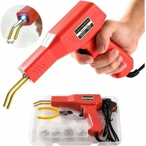 Machine de soudage plastique - Pistolet de soudage pour réparation avec kit de 200 agrafeuses chaudes de 50W pour réparation de pare-chocs de voiture et pièces en plastique. (1/4)