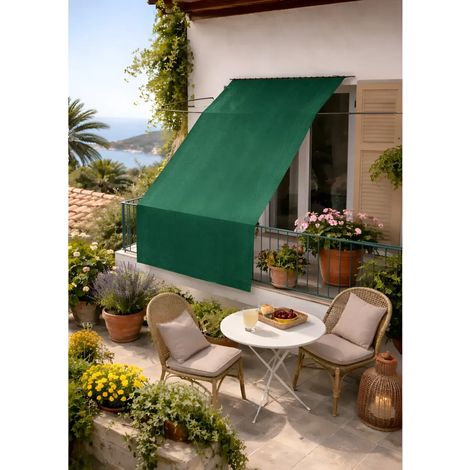 Tenda da Sole Cotone 140x250 Verde Lavabile Anelli Ganci Sacchetto