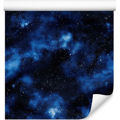 Papier peint aquarelle galaxie bleu marine et noir pour salon et chambre 50x1000 (1/5)
