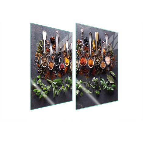 GLASSCHUTZPLATTE FÜR KÜCHE 2x35x52 GEWÜRZE (1/5)