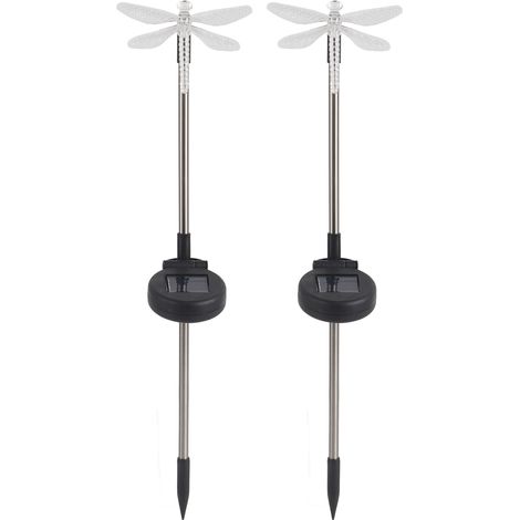 Lumières de voie, 2 pièces/ensemble Unique libellule solaire LED lumière de pelouse couleur changeante décoration de lumière de pieu de jardin (1/5)