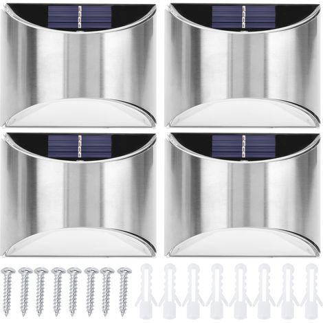 Lot 4 Lampes Solaire LED Acier Inoxydable Détecteur Crépuscule Éclairage Jardin Extérieur (1/5)