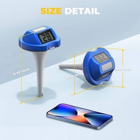 Schwimmendes Poolthermometer mit dualer Digitalanzeige, IP68 wasserdicht, solarbetrieben, gut ablesbar, dunkelblau (1/3)
