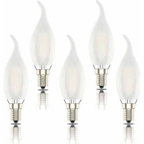 ampoules Led E14 Lot De 5 Ampoules Led E14, Filament Flamme Dpoli, Petite Ampoule Vis Edison Ses C35, 4 W (quivalent 40 W), Blanc Chaud 2700 K [c (1/5)