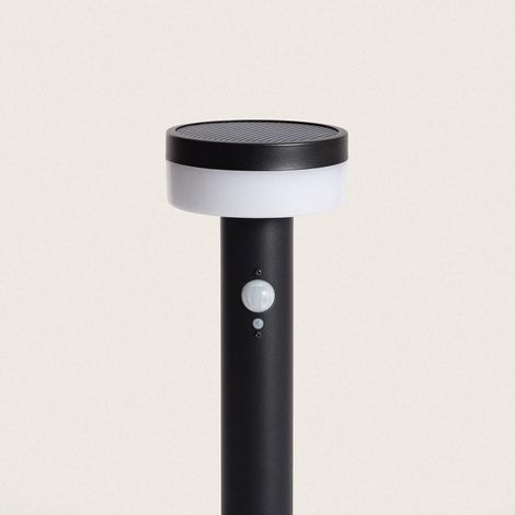 Baliza de Pie Exterior Solar LED 1,5W 50cm Acero Inoxidable con Sensor de Movimiento Ashier Negro