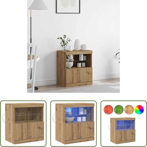 LED-Beleuchtung - LED-Sideboard Braun 60,5 x 37 x 67 cm Holzwerkstoff (1/5)