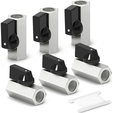 6-teiliger 1/4-Zoll-BSP-Mini-Kugelhahn-Absperrschalter aus Messing, 1/4-Zoll-Innengewinde x Innengewinde-BSP-Schlauchanschluss (1/5)