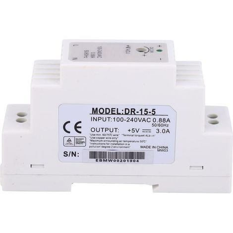 DR-15-5 DIN Rail Single Sortie Alimentation de commutation 15W 5V 3A (1/5)