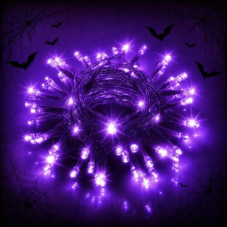 Guirlande lumineuse LED Halloween violette 3m 30LED, 2 modes éclairage continu/clignotant, étanche IP44 intérieur extérieur, décoration fête mariage Noël, fonctionne sur piles (non incluses) (1/5)