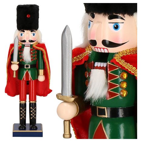 Non è necessario tradurre l'altezza della figura (38 cm) in italiano, poiché l'unità di misura rimarrebbe la stessa. Ecco la traduzione richiesta: Dziadek do orzechow 38 cm con cappotto, decorazione n (1/5)
