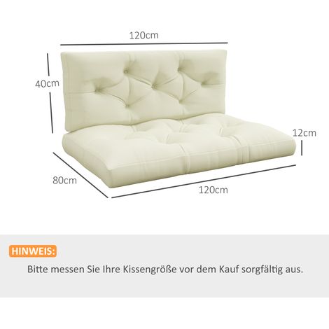 Sitzpolster Sitzkissen Polsterauflage, mit Knopfheftung, 120 x 80 x 12 cm, Cremeweiß (1/5)