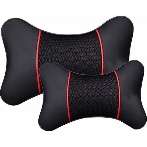Siège de Voiture en Cuir protège-Oreiller de Cou de Voiture de sécurité Appui-tête de Voiture Soutien Dossier Coussin Oreiller Repose-Cou(28 x 18cm)-LIAIKI (1/5)