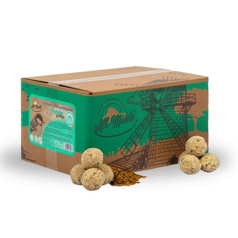 150 pcs. Lyra Pet® Boulettes de mésanges Alb-Mühle Protein avec vers de farine sans filet de 85 g chacune