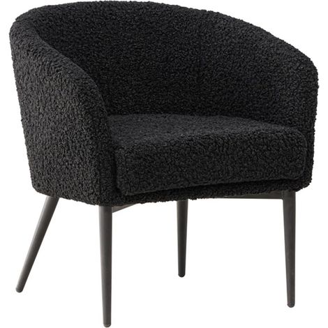 Fauteuil Design Tissu Bouclette "Fluffy" 70cm Noir (1/5)
