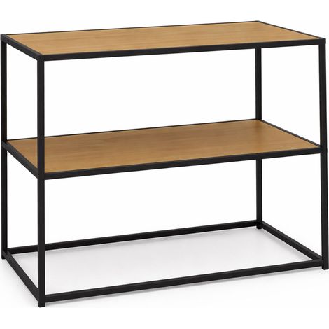 Home Heavenly® - Estantería auxiliar KRAFT II, estilo industrial con acabado roble y estructura metálica negra, con 2 estantes f  Color: Roble