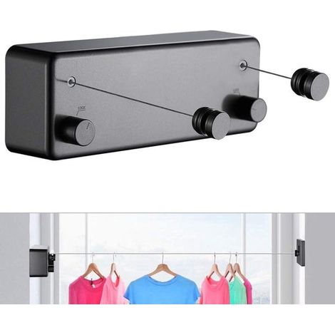Tendedero retráctil para ropa - Interior/Exterior, sin necesidad de taladrar, 2x4,2 m, acero inoxidable, montaje en pared - Plateado (1/5)