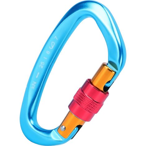 Boucle d'escalade en alliage d'aluminium 7075 haute résistance 25 kN pour l'alpinisme, l'escalade, le sauvetage et les opérations en haute altitude (bleu). (1/5)