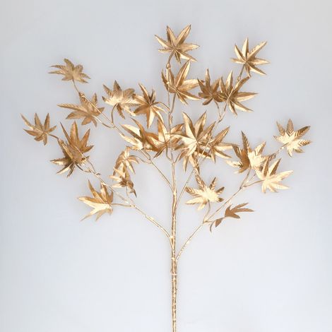 Rama decorativa LED de hojas de arce doradas 0,70M Luz cálida (1/5)