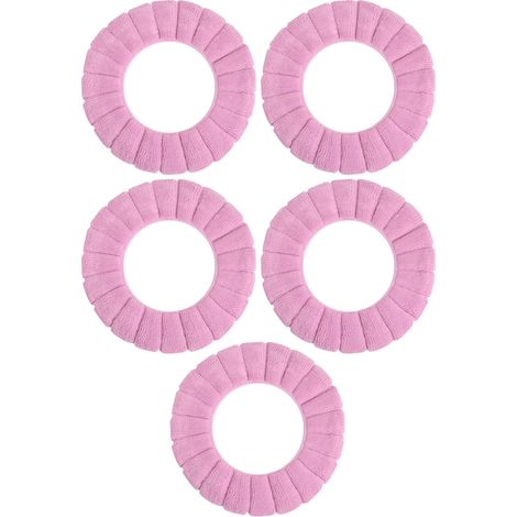 Lot de 5 Housses d'abattant, fibres acryliques extensibles, douces et lavables, pour cuvettes rondes et en U (1/5)