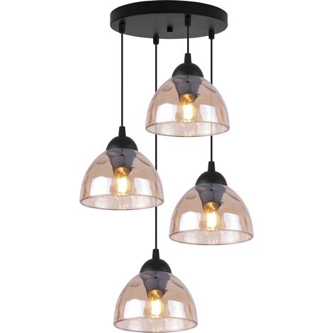 Suspension Venise à 4 lampes, abat-jour couleur miel E27 (1/5)