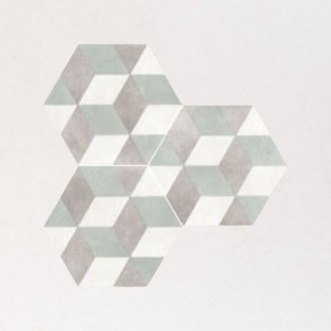 Carrelage Imitation Carreaux de Ciment HEXAGON 25x22 cm Cube Mint