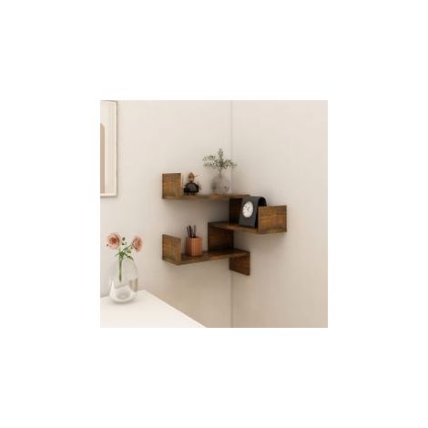 Étagère d'angle murale Chêne fumé 40x40x50 Bois d'ingénierie (1/5)