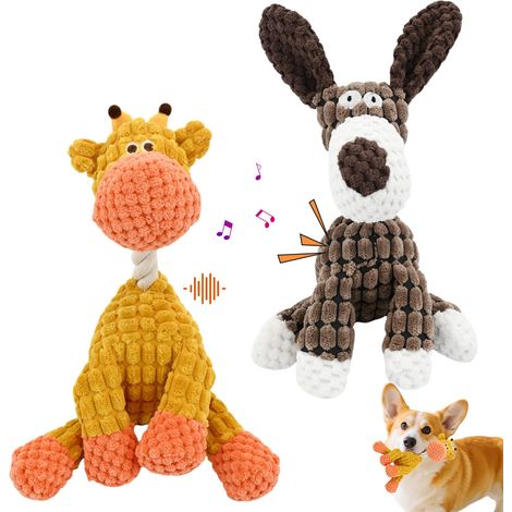 Jouet couineur en peluche durable pour chiens à mâcher, jouet à mâcher pour chiots d'intérieur, jouet de dentition marron pour chiens de petite et moyenne taille (1/5)