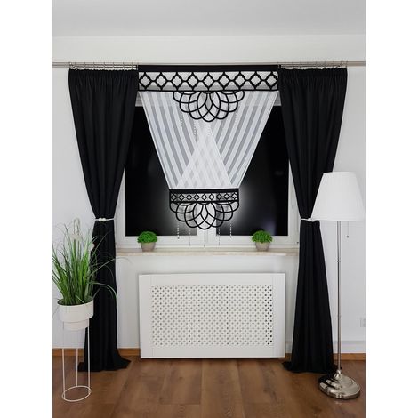 Panel decorativo de 120x150 cm - fieltro negro calado, cuentas, listo para colgar, panel para ventana (1/5)