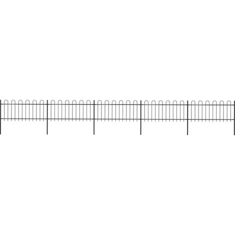 Clôture de jardin,Barrière de jardin,Portail de jardin avec dessus en cerceau Acier 8,5 x 0,8 m Noir CNENE642864 (1/5)