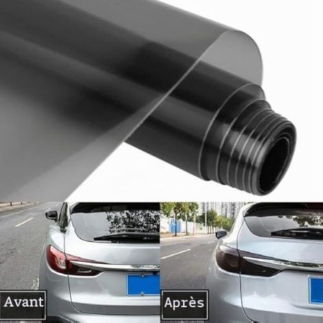 Film adhésif vinyle teinté pour phares de voiture, feux arrière et antibrouillards, autocollant étanche noir mat - 30 cm x 180 cm (1/3)