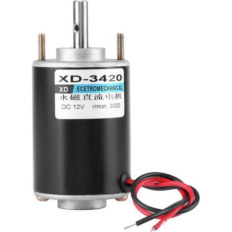 Motore elettrico a ingranaggi XD-3420 12V/24V 30W, rotazione a 360°, magneti permanenti, reversibile, alta velocità, bassa rumorosità, per generatore fai da te (12V) (1/5)