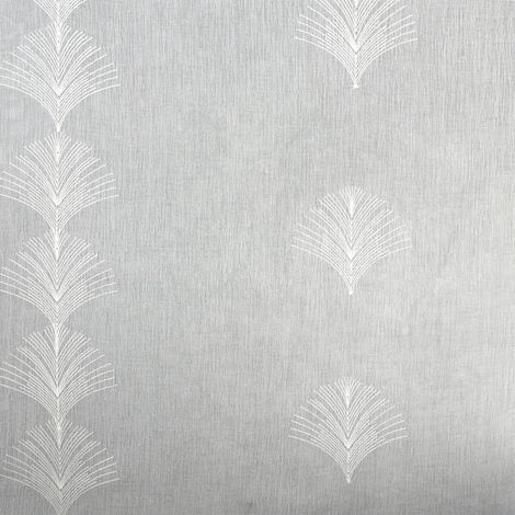 Tissu voilage brodé motif feuilles à bas plombé Blanc 300 cm (1/2)