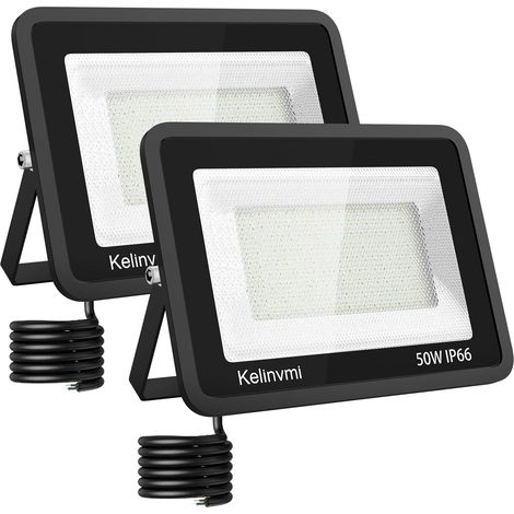 Projecteurs LED Extérieur 50W, 5000lm Spot LED Extérieur, 4200K Blanc Chaud IP66 Imperméable Eclairage de Sécurité pour Jardin, Patio, Garage, Entrée. (1/5)