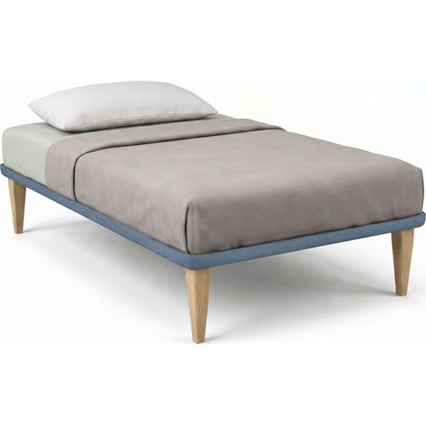 Letto 1 Piazza e Mezza con Rete Rivestita 120x190 cm Microfibra Blu Tessis (1/5)