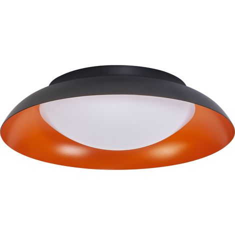 OSRAM Plafonnier LED ORBIS Plate noir-orange, 19 W, 1000 lm, 3000 K, 310 mm, 830 blanc chaud agréable, gradation par clic à 3 niveaux, protection IP20, vis de montage et chevilles incluses